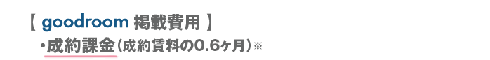 【goodroom掲載費用】・成約課金（成約賃料の0.6ヶ月）