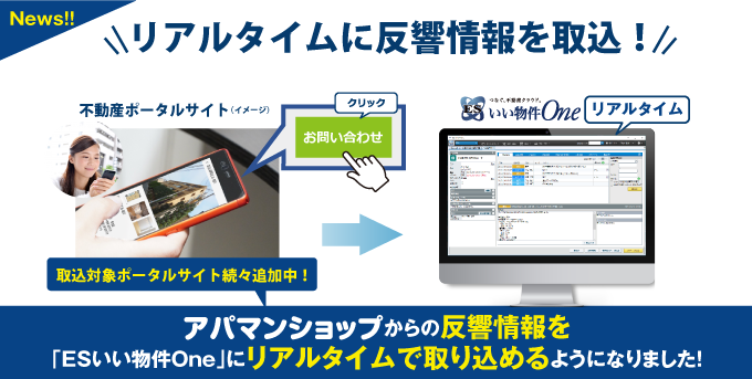 アパマンショップを追加！SUUMO等からの反響をリアルタイムで取込・自動返信！追客業務の効率をUP！不動産ポータルサイト反響取込機能バージョンアップ！